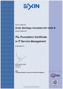 Certificado ITIL Andy Gonzales